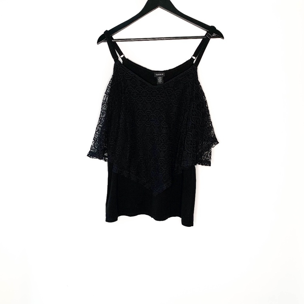 Torrid Top Lace Detail Black Sleeveless Size 1